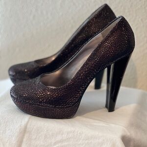 Calvin Klein Carley Brown Snake Skin Look Platform Pump
